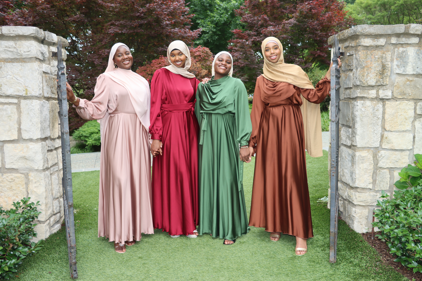 AUTUMN GLOW DRAPED SATIN GOWN