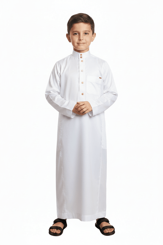 Boys Thobe Saudi Style - White / 30 -Shuto Modest Boutique