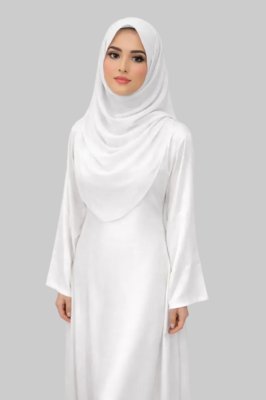 
This abya is pure white, giving it an elegant and clean appearance
